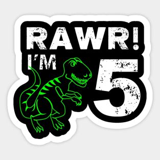 5th Birthday Rawr Im 5 Year Old Dinosaur Sticker